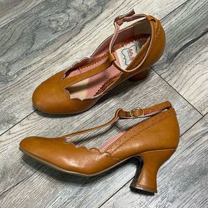 Bettie Paige Shoes by Ellie Penny Vintage Brown T Strap Pumps